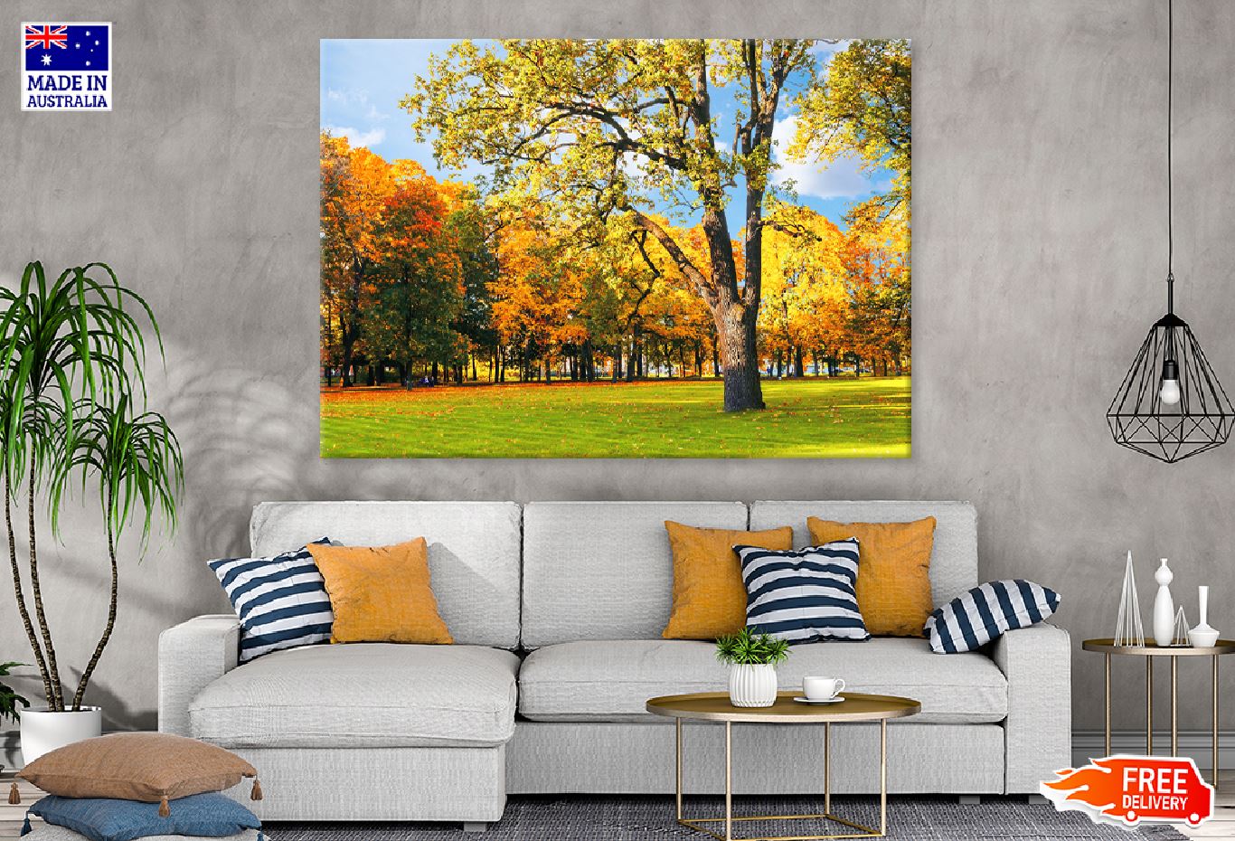 Autumn Park with Golden Trees Photograph Print 100% Australian Made