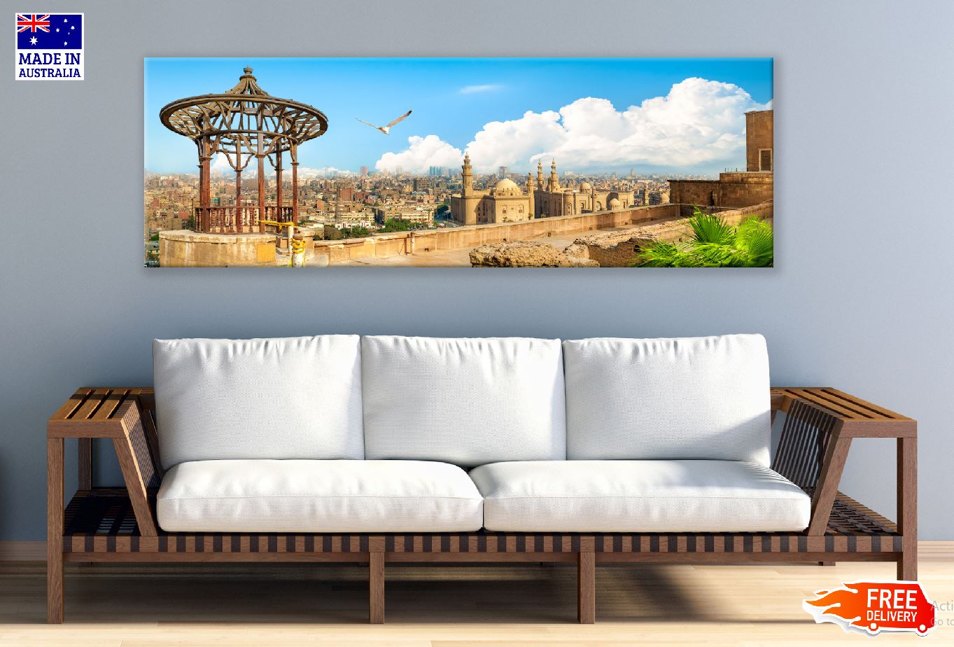 Panoramic Canvas Cairo Deck Mosque Photograph High Quality 100% Australian Made Wall Canvas Print Ready to Hang