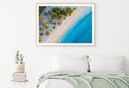 Umbrellas & Trees on Sea Aerial View Photograph Home Decor Premium Quality Poster Print Choose Your Sizes