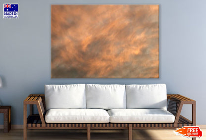 Grey & Orange Smoke Abstract Design Print 100% Australian Made
