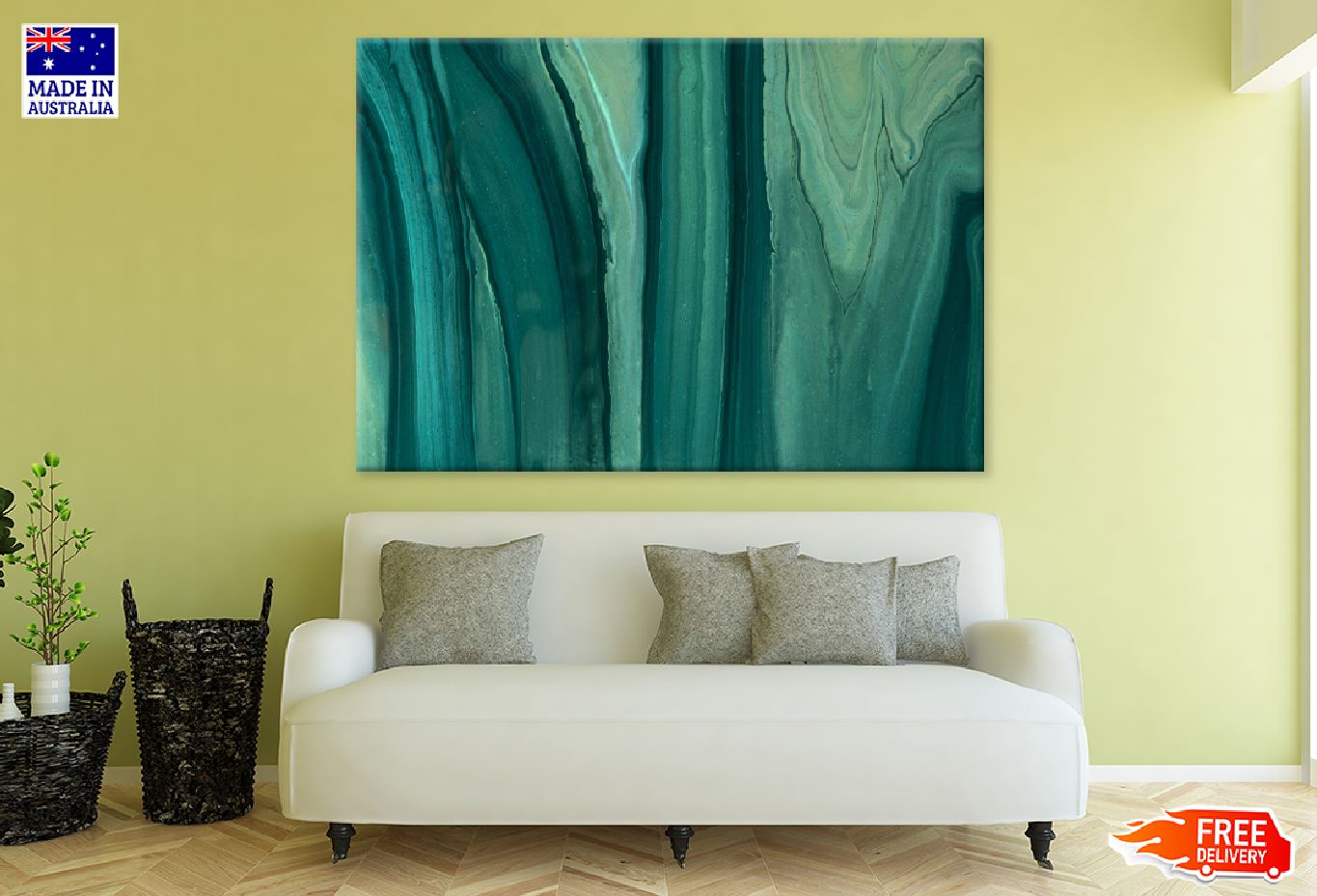 Dark Green Liquid Marble Abstract Design Print 100% Australian Made