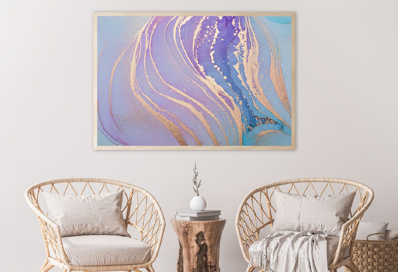 Pink Blue & Gold Lines Abstract Design Home Decor Premium Quality Poster Print Choose Your Sizes