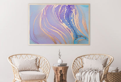 Pink Blue & Gold Lines Abstract Design Home Decor Premium Quality Poster Print Choose Your Sizes