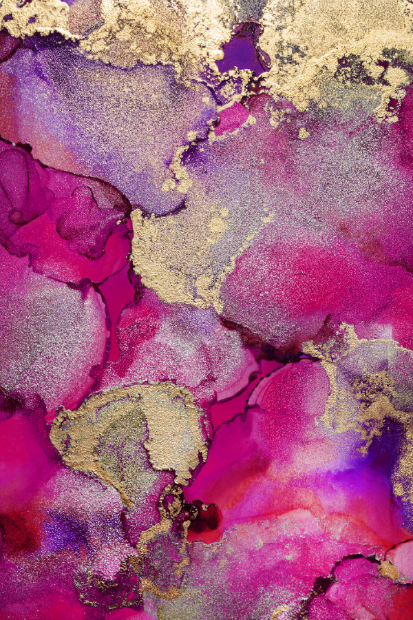 Purple Pink Gold Splash Abstract Design Print 100% Australian Made