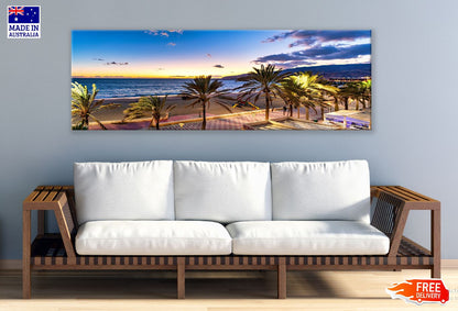 Panoramic Canvas El Zapillo Seashore Night View Photograph High Quality 100% Australian Made Wall Canvas Print Ready to Hang