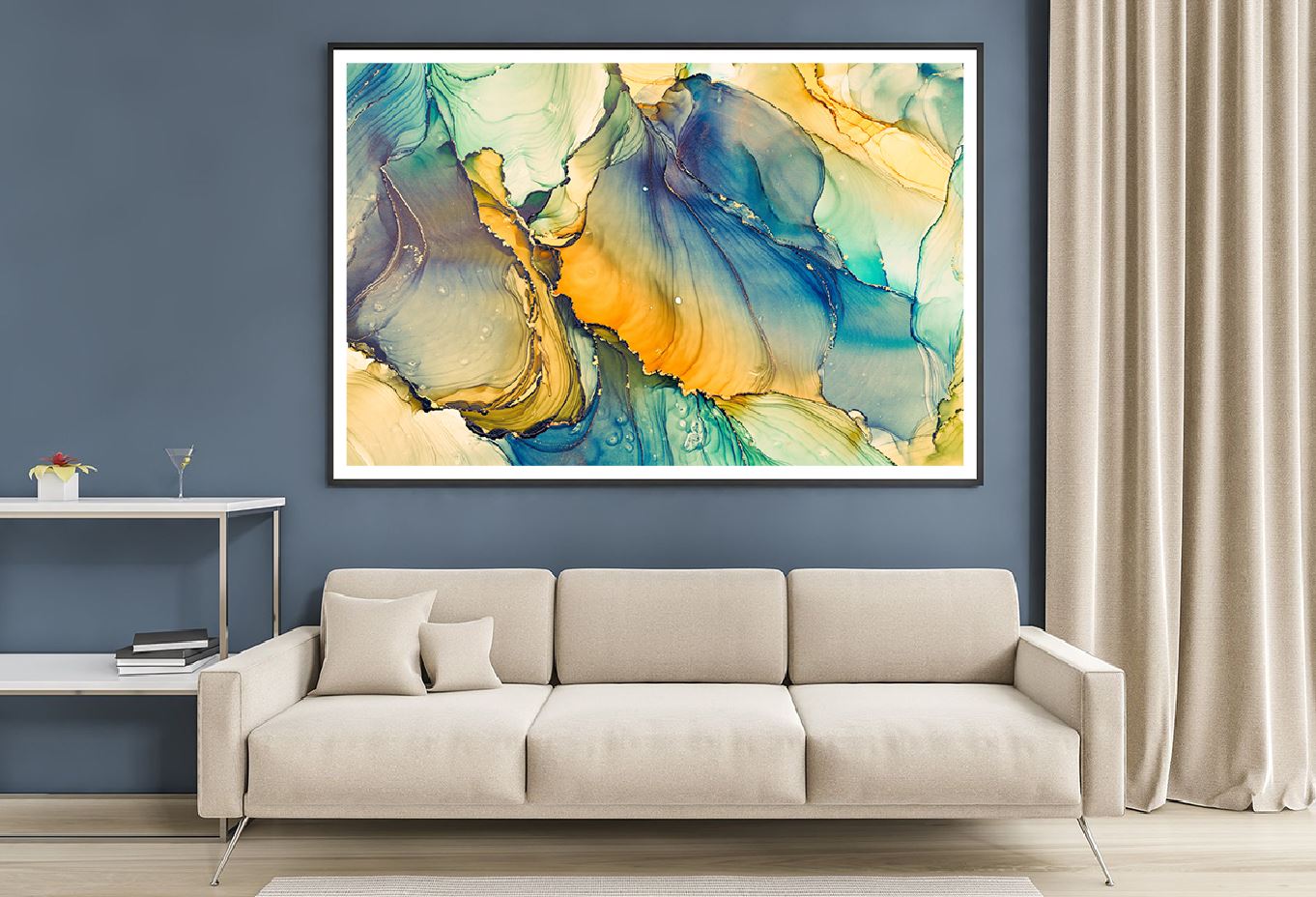 Blue Green & Yellow Abstract Design Home Decor Premium Quality Poster Print Choose Your Sizes