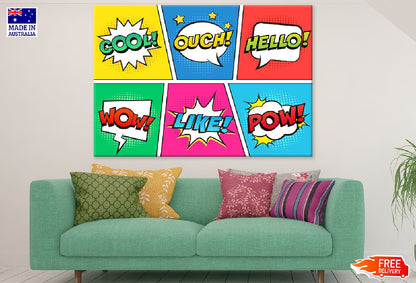 COOL OUCH HELLO WOW LIKE POW Chat Bubble Illustration Print 100% Australian Made