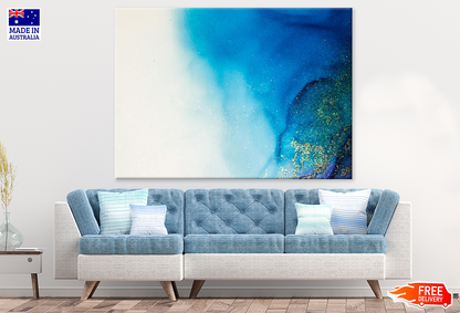 White & Blue Abstract Design Print 100% Australian Made