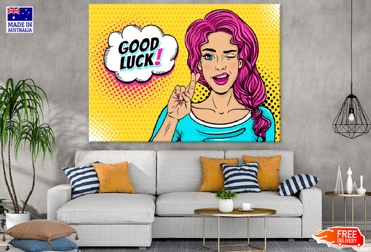 Good Luck Quote & Happy Girl Illustration Print 100% Australian Made