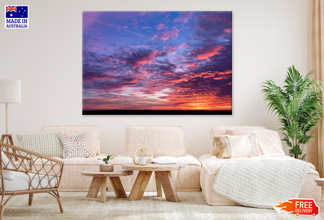 Sunset Cloudy Sky Scenery View Print 100% Australian Made