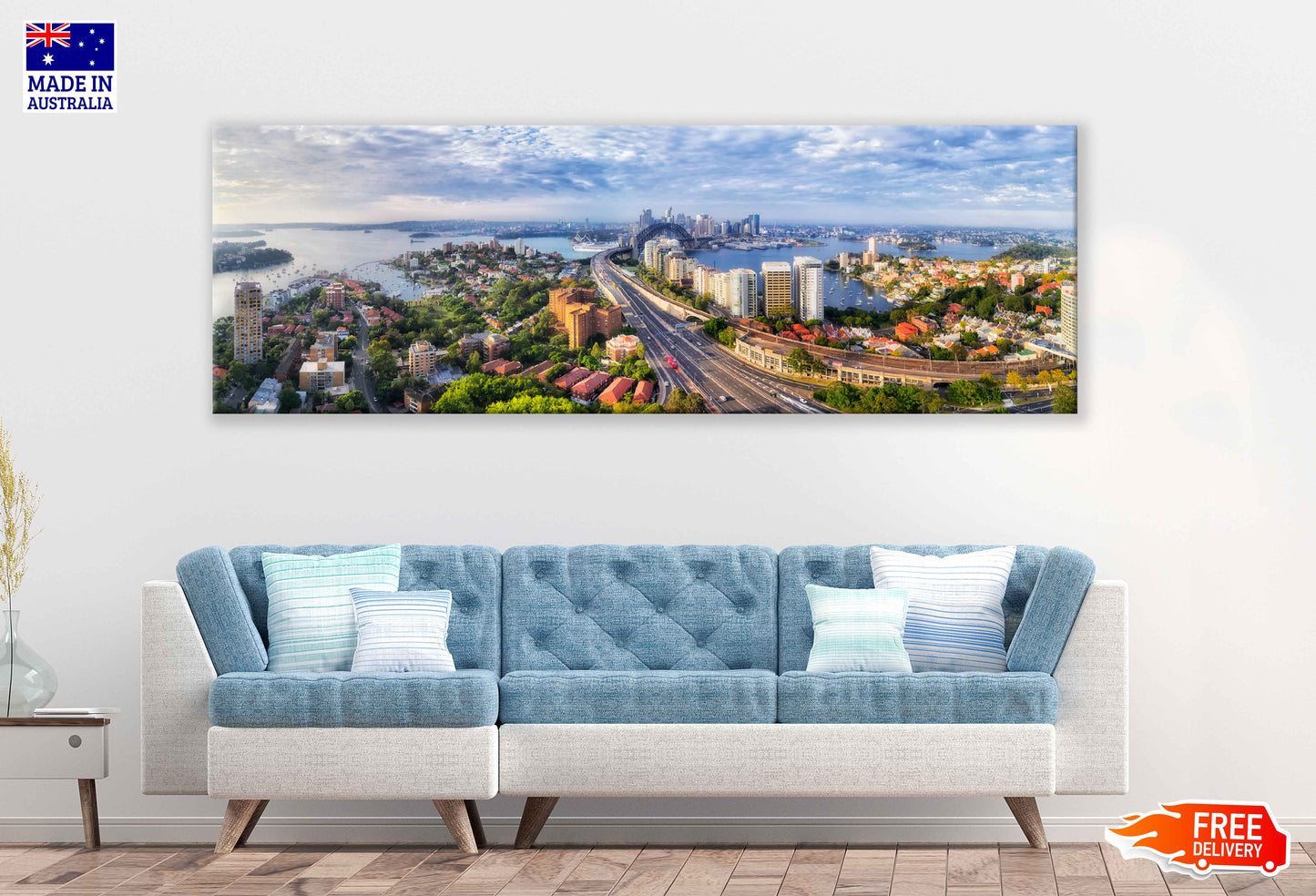 Panoramic Canvas Major City CBD View Photograph High Quality 100% Australian Made Wall Canvas Print Ready to Hang