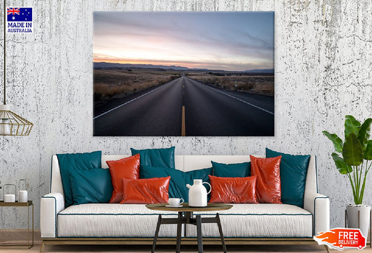 Highway Road & Dried Grass Field View Photograph Print 100% Australian Made