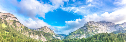 Panoramic Canvas Mountains Cloudy Sky Scenery High Quality 100% Australian Made Wall Canvas Print Ready to Hang