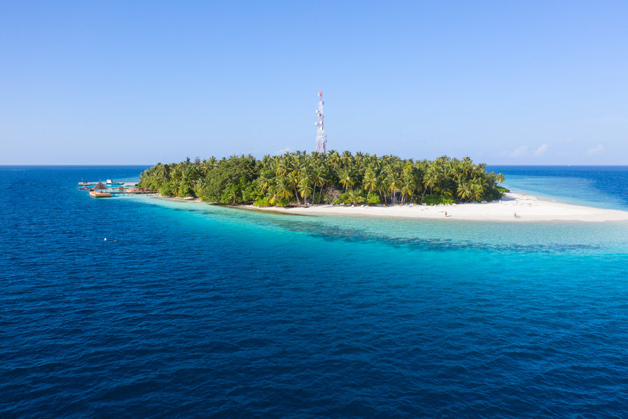 Small Island on Sea View Photograph Maldives Print 100% Australian Made