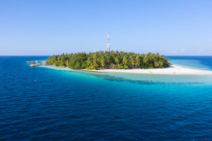 Small Island on Sea View Photograph Maldives Print 100% Australian Made
