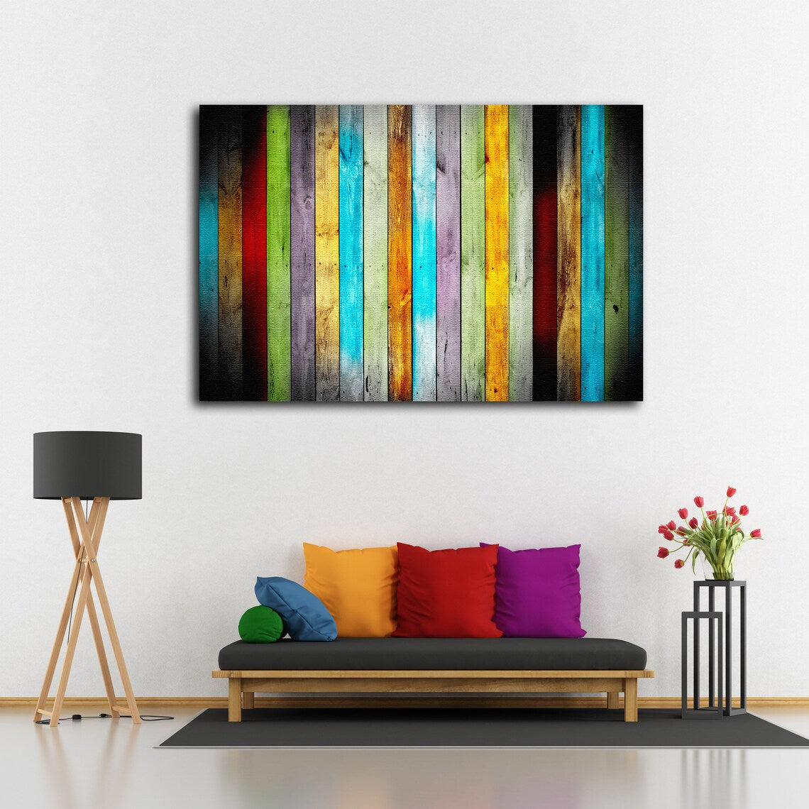 Colorful Wood Stripes Photograph Acrylic Glass Print Tempered Glass Wall Art 100% Made in Australia Ready to Hang