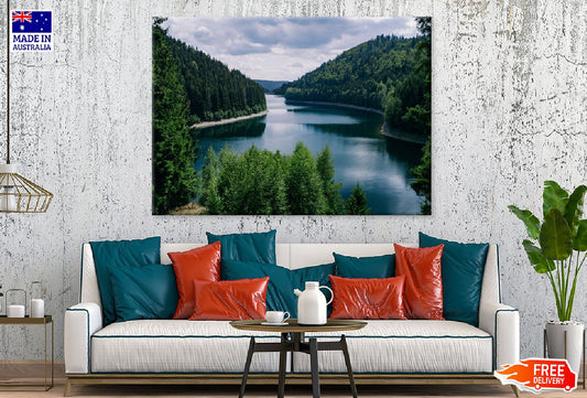River Forest Cloudy Sky Photograph Thuringia Print 100% Australian Made