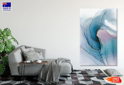 Blue & Pink Gold Marble Abstract Design Print 100% Australian Made