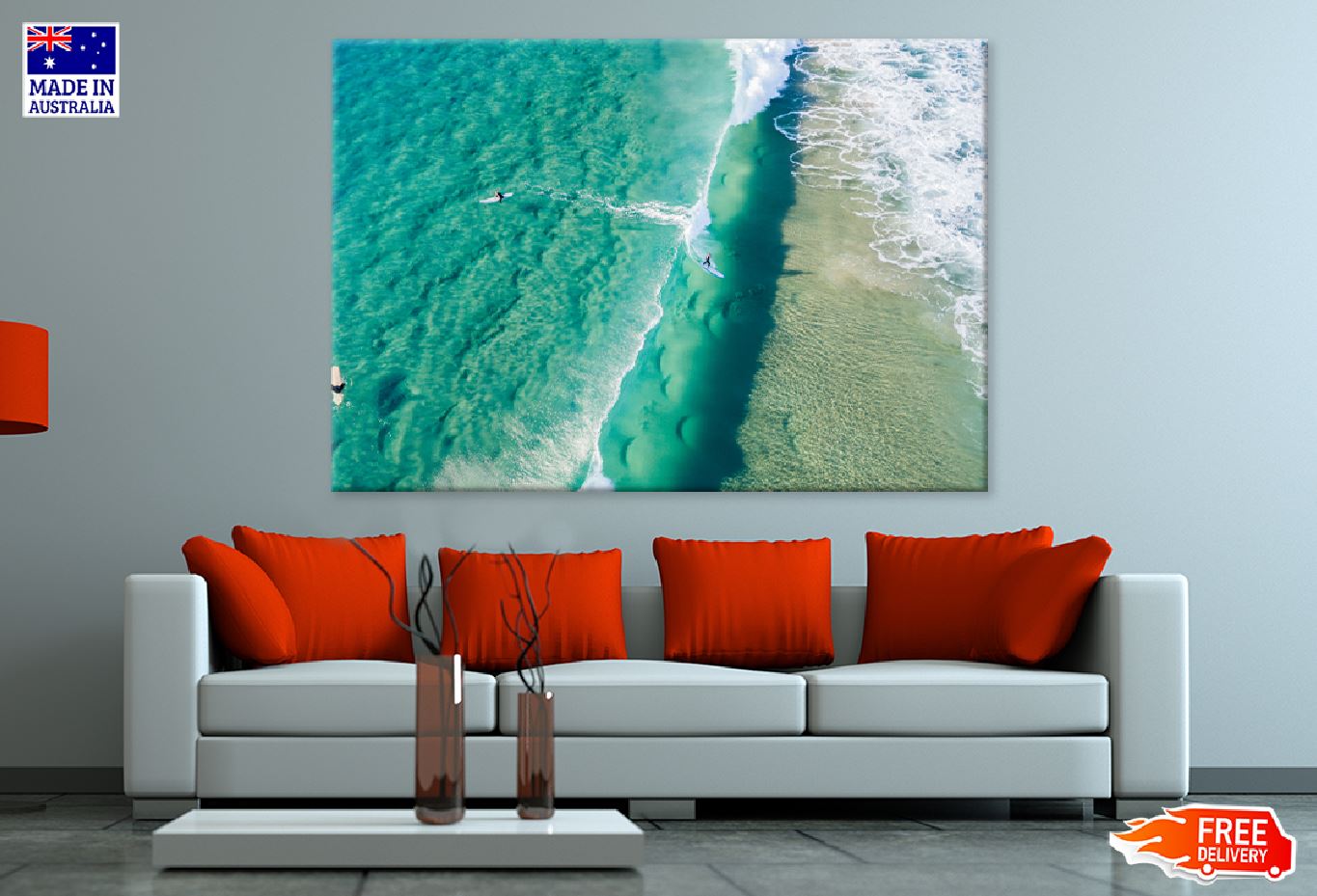 Surfer on Wave at Beach View Australia Print 100% Australian Made