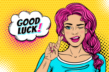 Good Luck Quote & Happy Girl Illustration Print 100% Australian Made
