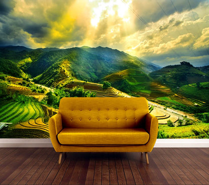 Wallpaper Murals Peel and Stick Removable Rice Fields in Vietnam Photograph High Quality