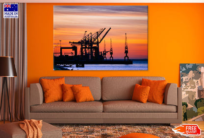 Port Machinery & Sea Sunset View Photograph Print 100% Australian Made