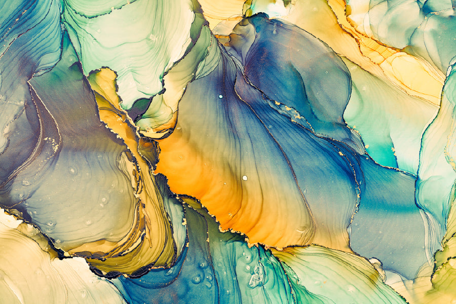 Blue Green & Yellow Abstract Design Home Decor Premium Quality Poster Print Choose Your Sizes