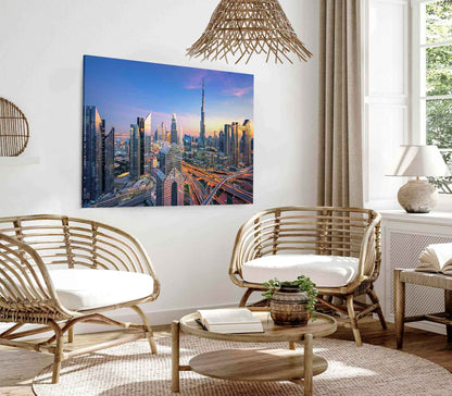 Bella Home Skyscrapers at Sunset View Dubai Print Canvas Ready to hang