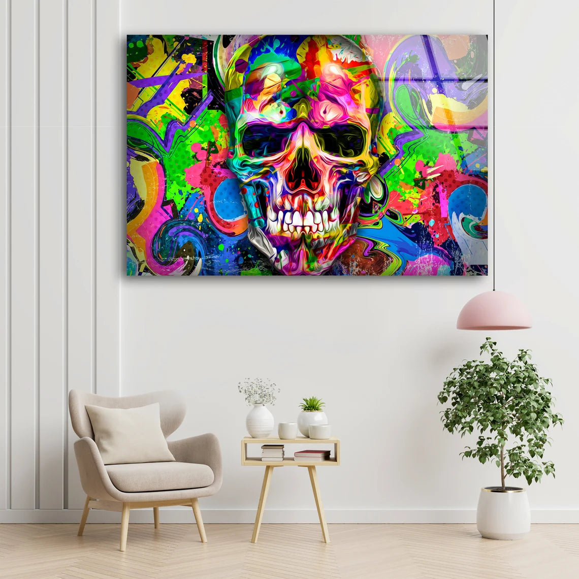 Abstract Skull Design Acrylic Glass Print Tempered Glass Wall Art 100% Made in Australia Ready to Hang