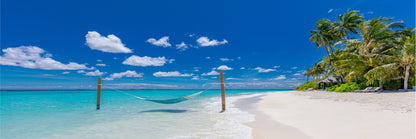 Panoramic Canvas Hammock on Sea View Photograph High Quality 100% Australian Made Wall Canvas Print Ready to Hang