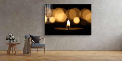 Candles on Dark View Print Tempered Glass Wall Art 100% Made in Australia Ready to Hang