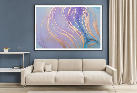Pink Blue & Gold Lines Abstract Design Home Decor Premium Quality Poster Print Choose Your Sizes