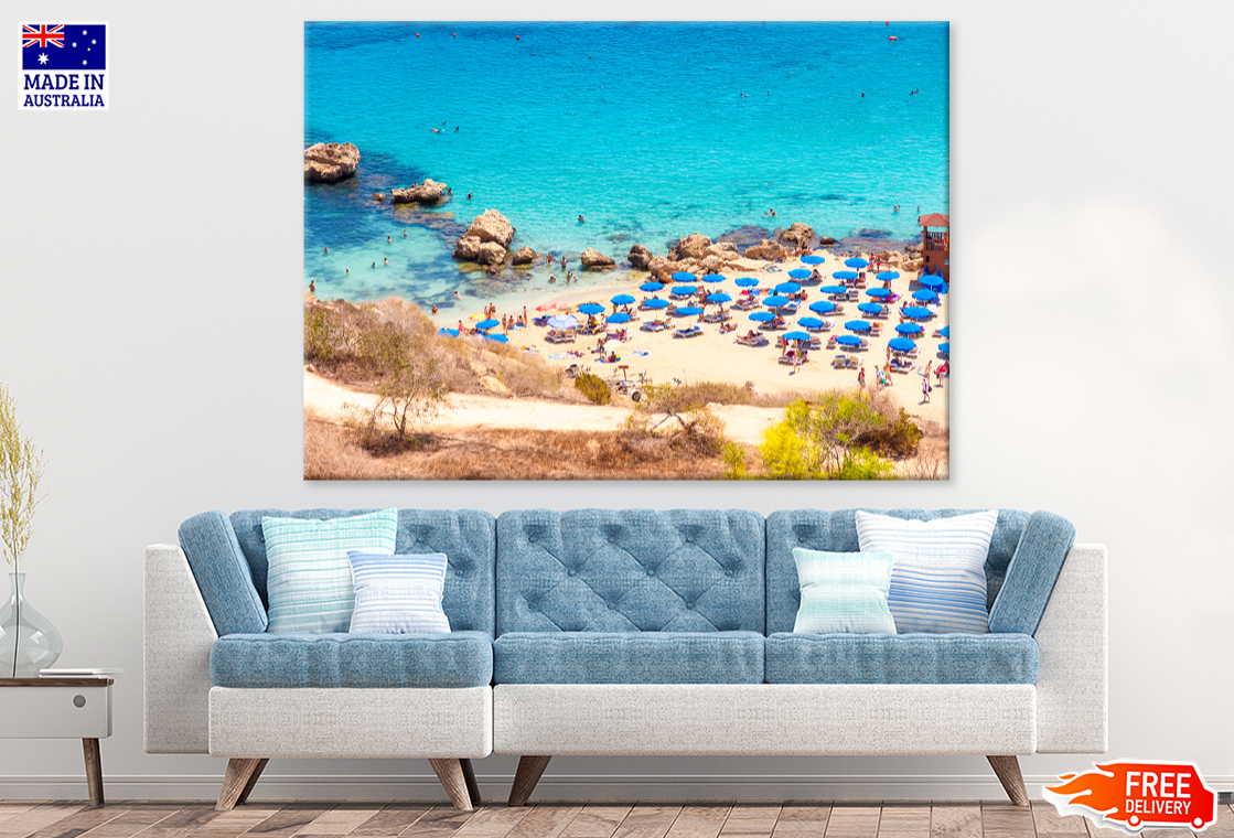 Beach Huts On Sea Aerial View Photograph Print 100% Australian Made