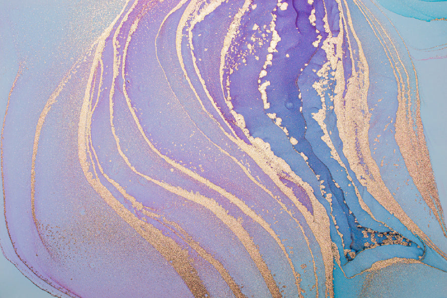 Pink Blue & Gold Lines Abstract Design Print 100% Australian Made