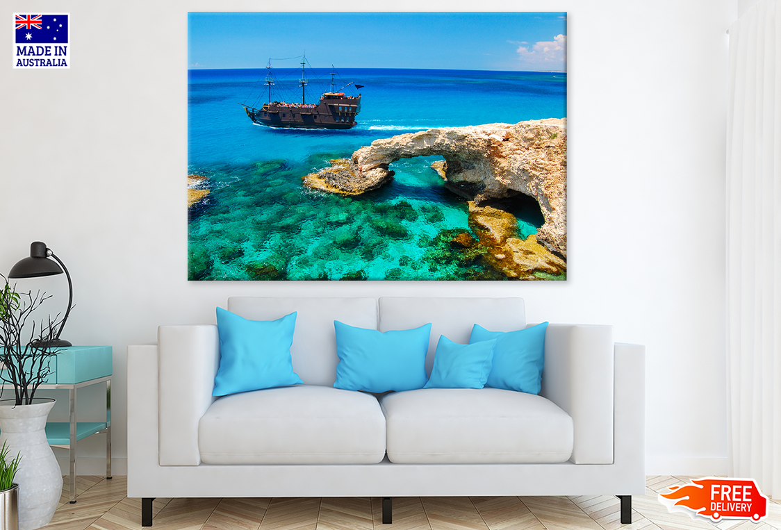 Boat On Sea & Rocks Photograph Print 100% Australian Made