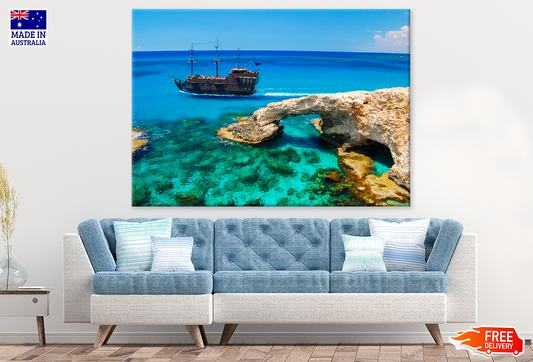 Boat On Sea & Rocks Photograph Print 100% Australian Made