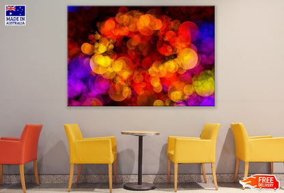 Abstract Red Yellow & Blue Bokeh Design Print 100% Australian Made