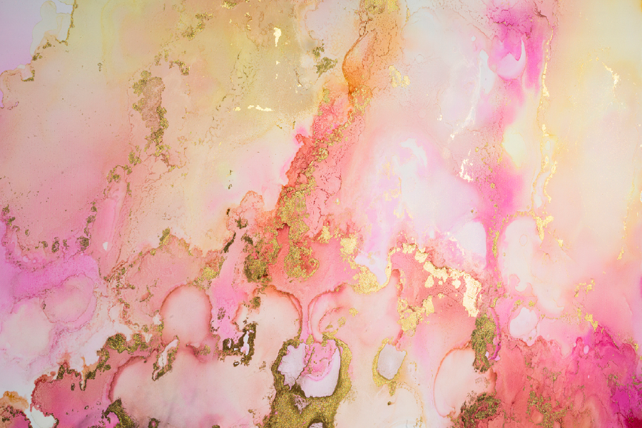 Pink Yellow & Gold Abstract Design Print 100% Australian Made