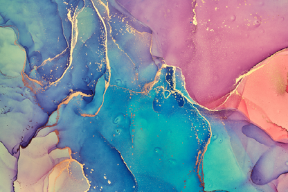 Pink Orange Blue & Gold Abstract Design Home Decor Premium Quality Poster Print Choose Your Sizes