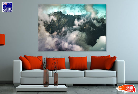 Rocky Mountains with Clouds View Photograph Print 100% Australian Made