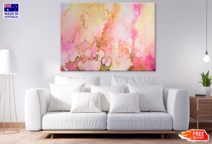 Pink Yellow & Gold Abstract Design Print 100% Australian Made