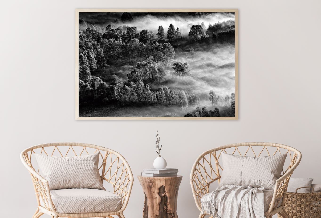 Foggy Forest Aerial B&W View Photograph Home Decor Premium Quality Poster Print Choose Your Sizes