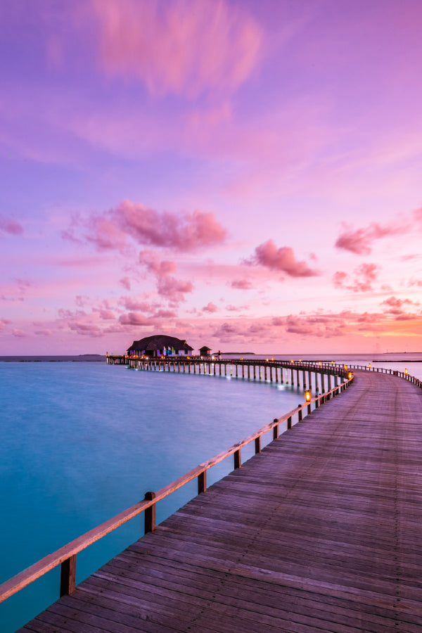 Maldives Villa on Sea Sunset View Photograph Print 100% Australian Made