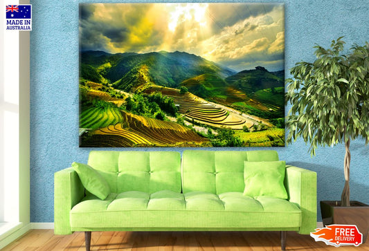 Stunning Village Field Scenery Photograph Print 100% Australian Made