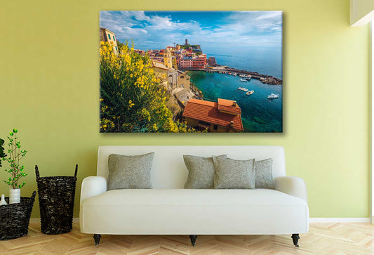 Bella Home Vernazza Resort & Harbor With Boats City Print Canvas Ready to hang