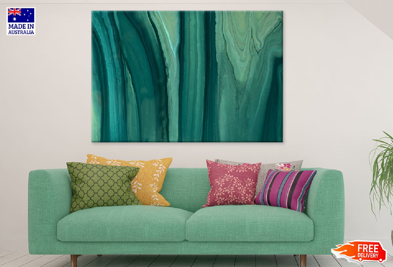 Dark Green Liquid Marble Abstract Design Print 100% Australian Made