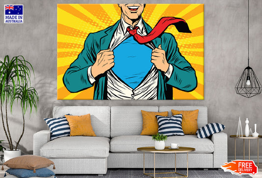 Super Hero Male Businessman Illustration Print 100% Australian Made