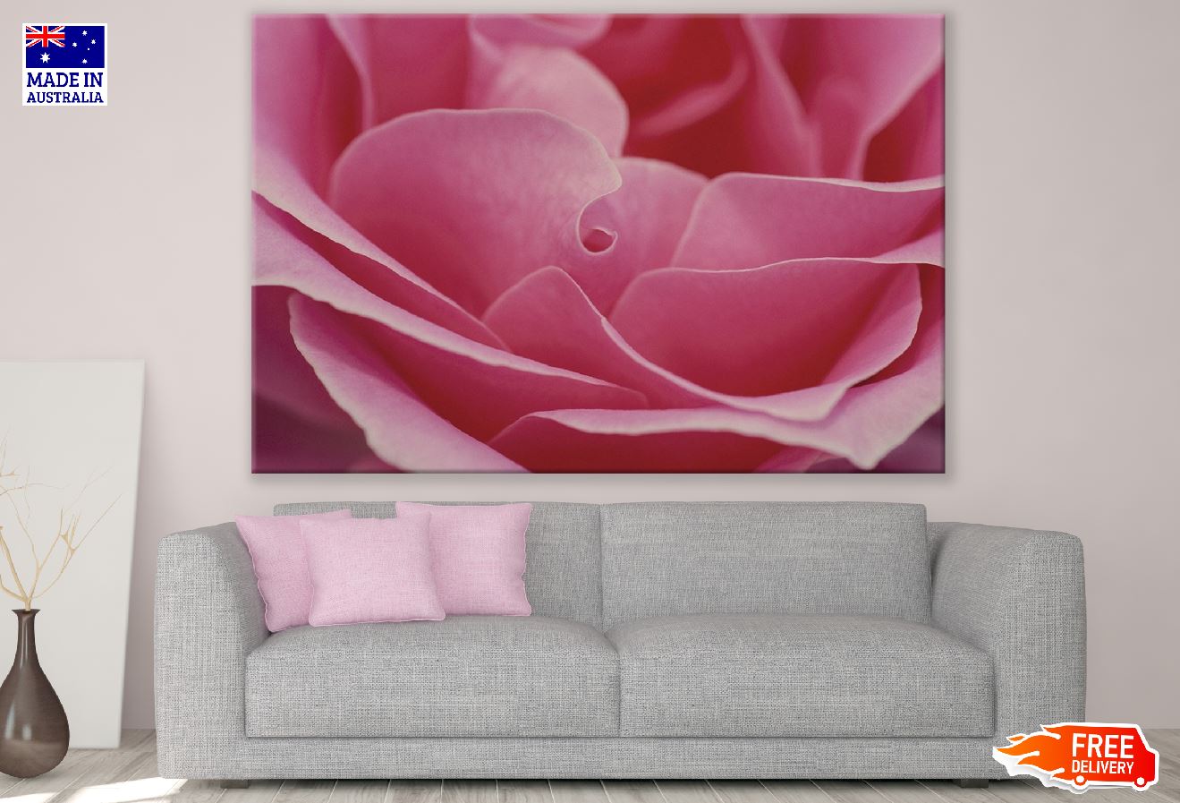 Pink Rose Flower Petals Closeup Photograph Print 100% Australian Made
