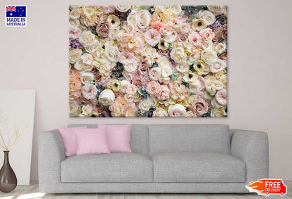 White Pink Roses Flower Wall View Photograph Print 100% Australian Made
