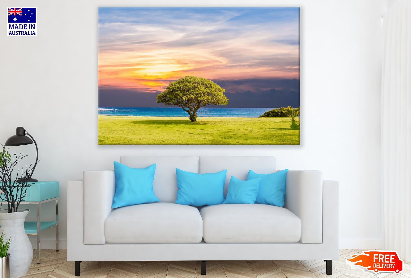 Green Tree Near the Beach Sunset Photograph Print 100% Australian Made